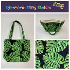 Medium Tote Bag - Leaves on Black Medium Tote Bag - Leaves on Black